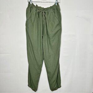 NWT Social Standard By Sanctuary Woman’s Pants sz XXL Linen Joggers Olive Green